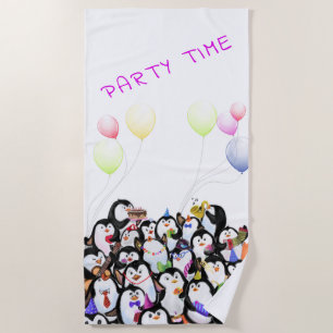 Happy Pinguins Party Beach Handtuch Cartoon