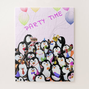 Happy Pinguins Party Cartoon Zeichnend - Niedlich Puzzle