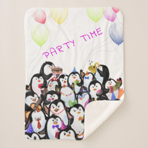 Happy Pinguins Party Cartoon Zeichnend - Niedlich  Sherpadecke