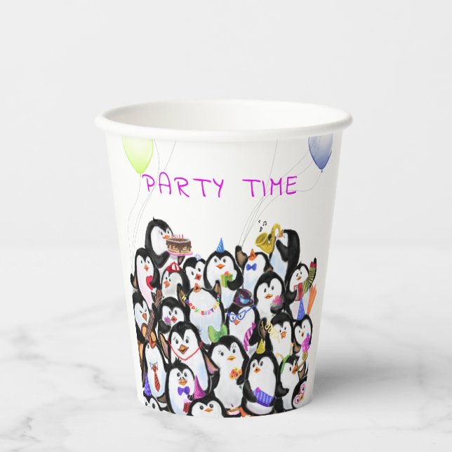 Happy Pinguins Party Paper Cups - Benutzerdefinier Pappbecher (Vorderseite)