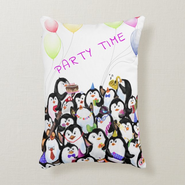 Happy Pinguins Pillow - Benutzerdefinierter Text Dekokissen (Vorderseite(Vertikal))
