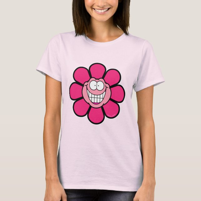 Happy Pink Blume T-Shirt (Vorderseite)