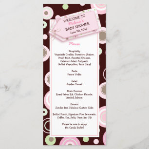 Happy Pink Dots Baby Shower Menu Card Menükarte
