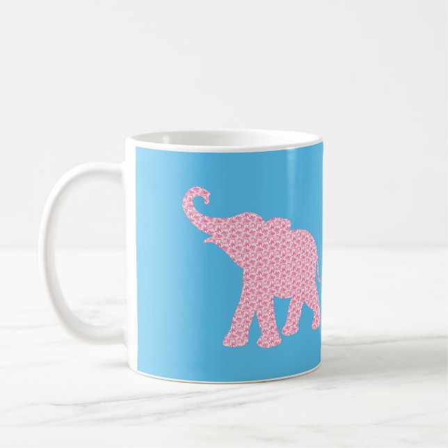 Happy Pink Elephant Art Muster Moderne Kaffeetasse (Links)