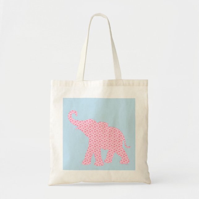Happy Pink Elephant Art Muster Moderne Tragetasche (Vorne)