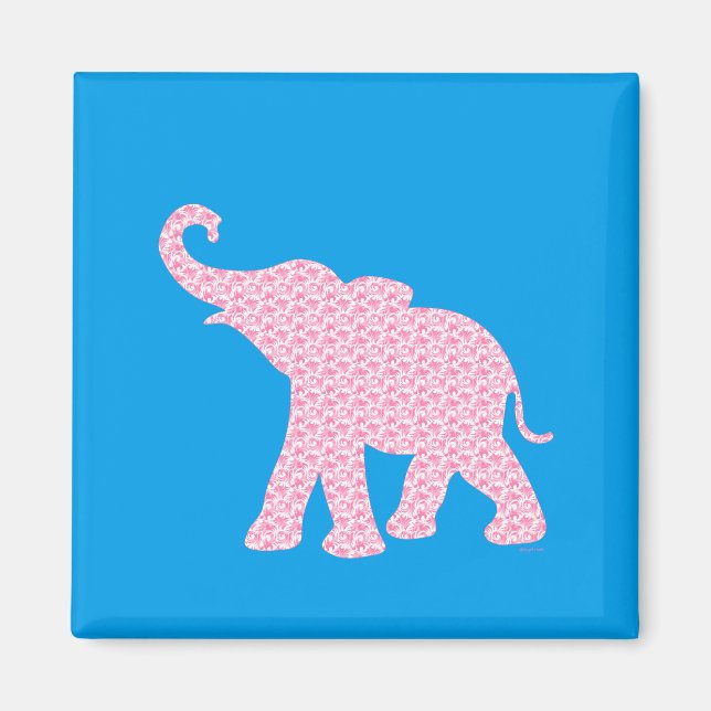 Happy Pink Elephant Art Muster Niedlich Magnet (Vorne)