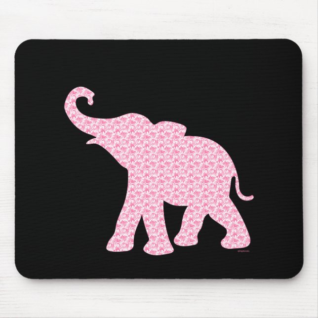 Happy Pink Elephant Art Muster Niedlich Mousepad (Vorne)