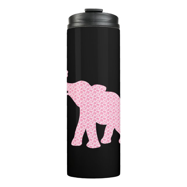 Happy Pink Elephant Art Muster Niedlich Thermosbecher (Vorderseite)
