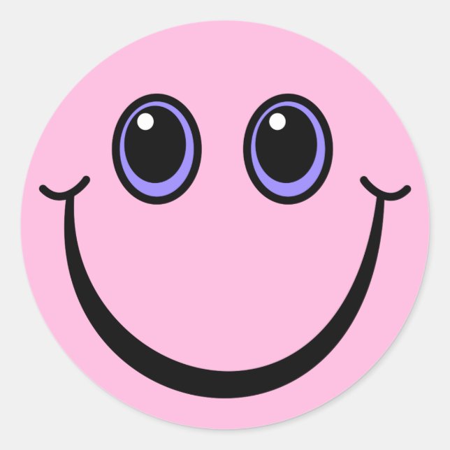 Happy Pink Emoji Face Runder Aufkleber (Vorderseite)