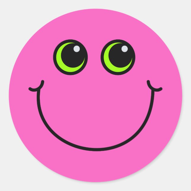 Happy Pink Emoji Face Runder Aufkleber (Vorderseite)