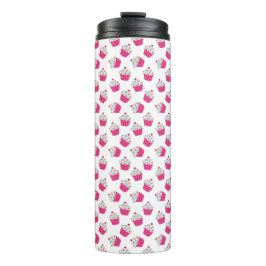 Happy Pink Heart Cupcake - Sweet Bakery Pattern Thermosbecher