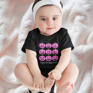 Happy Pink Jack O'Lanterns Baby Strampler