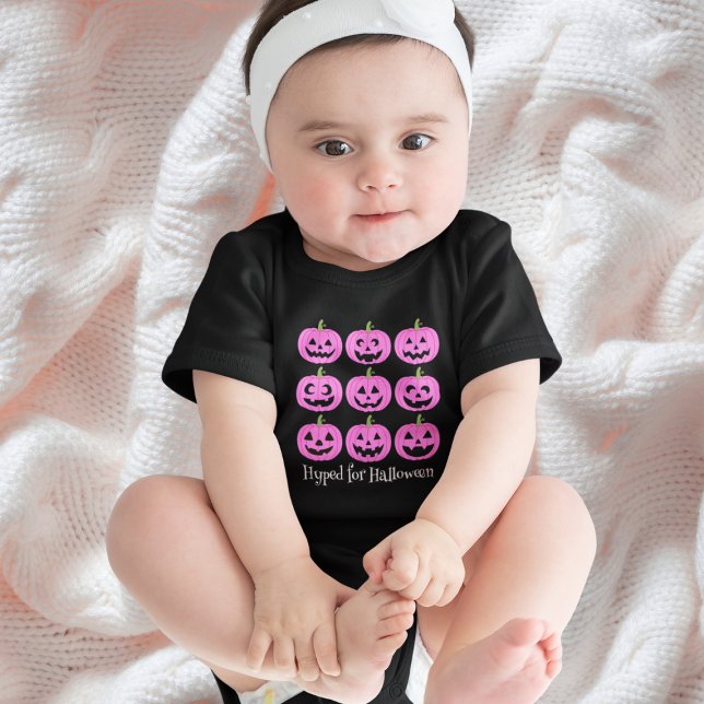 Happy Pink Jack O'Lanterns Baby Strampler (This item is for display purposes only to illustrate the design element. )