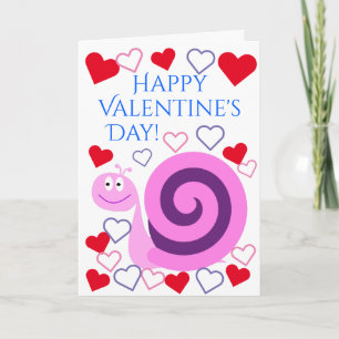 Happy Pink & Lila Snail: Happy Valentine's Day! Feiertagskarte