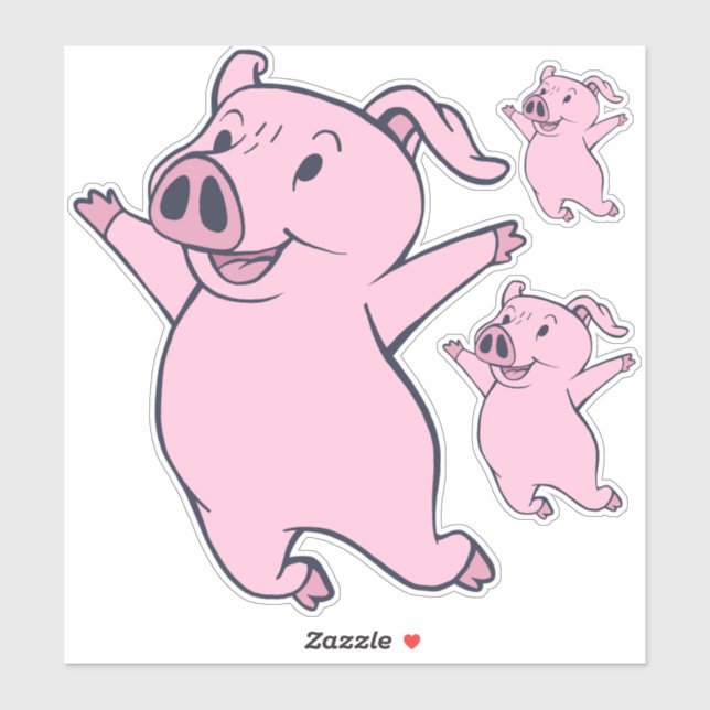 Happy Pink Pig Jumping Thunder_Cove Aufkleber (Blatt)