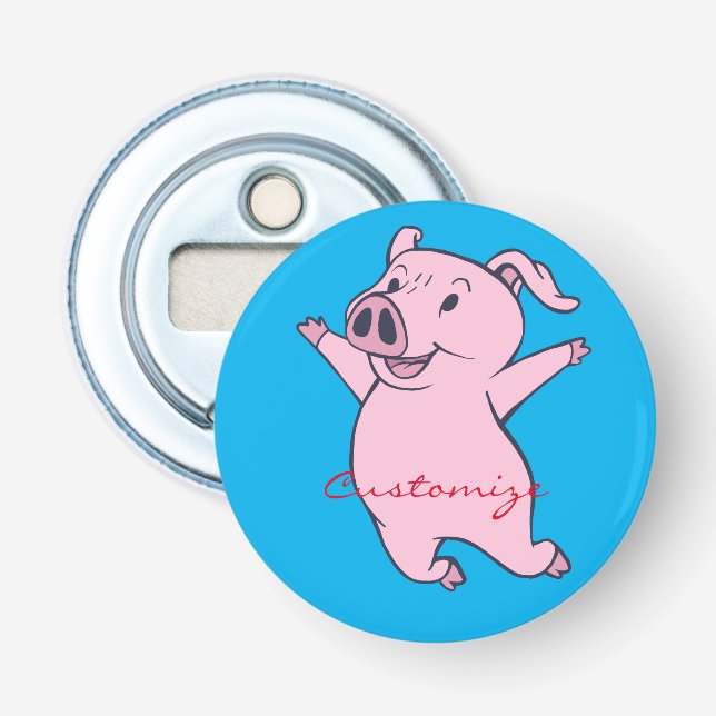 Happy Pink Pig Jumping Thunder_Cove Flaschenöffner (Vorderseite)