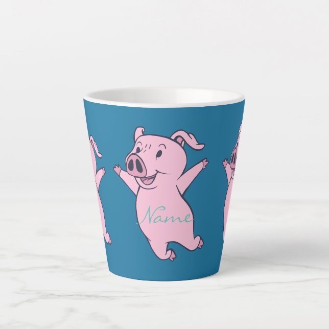 Happy Pink Pig Jumping Thunder_Cove Milchtasse (Vorderseite)
