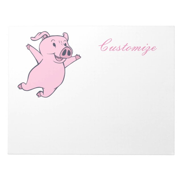 Happy Pink Pig Jumping Thunder_Cove Notizblock (Vorderseite)