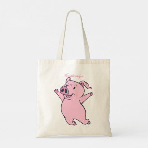 Happy Pink Pig Jumping Thunder_Cove Tragetasche
