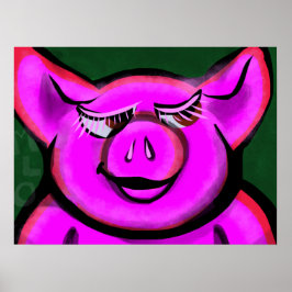 Happy Pink Pig Poster