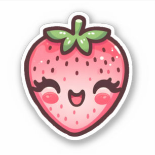 Happy Pink Strawberry Aufkleber