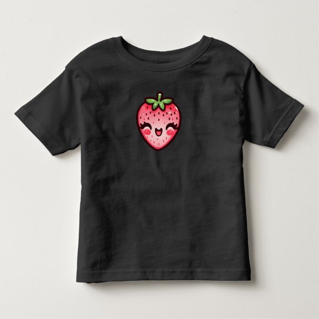 Happy Pink Strawberry Kleinkind T-shirt (Vorderseite)