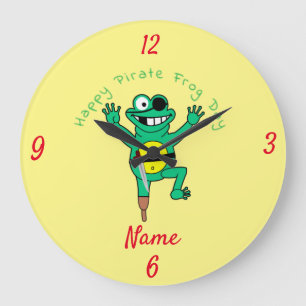 Happy Pirate Frog Day Thunder_Cove Große Wanduhr