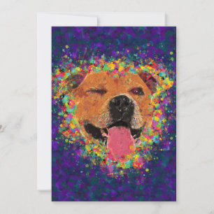Happy Pit Bull 5" x 7" Print on Cardstock