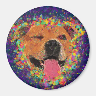 Happy Pit Bull Pop Art Magnet