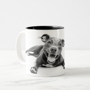 Happy Pitbull Hund Zweifarbige Tasse