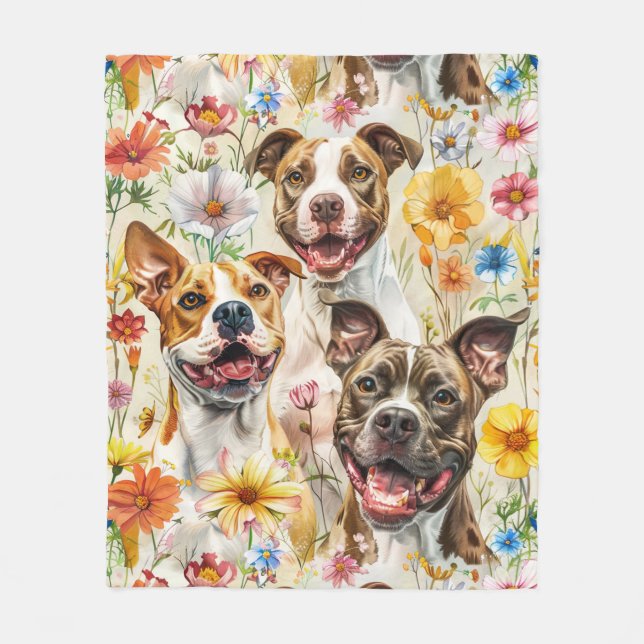 Happy Pitbull Hunde, Pit Bulls Fleecedecke (Vorderseite)
