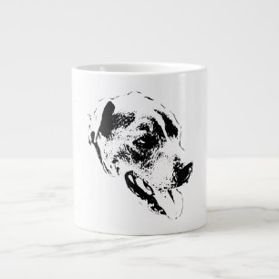 Happy Pitbull Mix Black and White Portrait Tasse