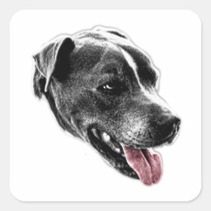 Happy Pitbull Mix Red Tongue Art Sticker