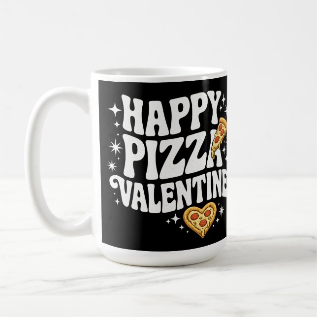 Happy Pizza Valentine Funny Pizza Love Design Kaffeetasse (Links)