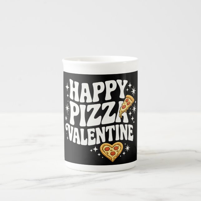 Happy Pizza Valentine Funny Pizza Love Design Prozellantasse (Vorderseite)