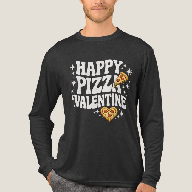 Happy Pizza Valentine Funny Pizza Love Design Tri-Blend Shirt (Vorderseite)