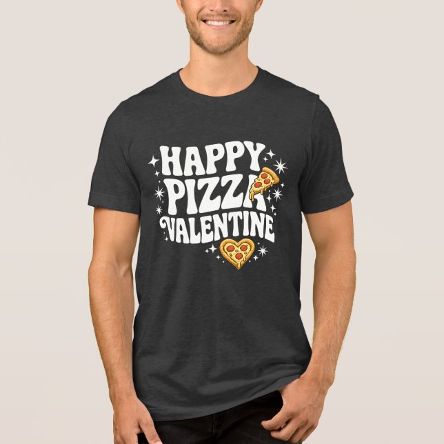 Happy Pizza Valentine Funny Pizza Love Design Tri-Blend Shirt (Vorderseite)