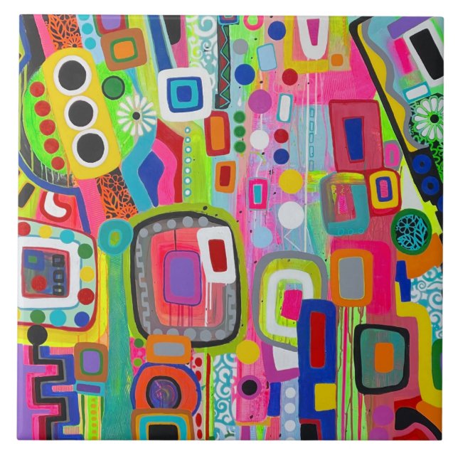 Happy Place 6 x 6 Keramik Tile Fliese (Vorderseite)