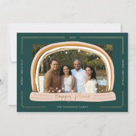 Happy Place Modern Snow Globe Weihnachts-Foto Feiertagskarte