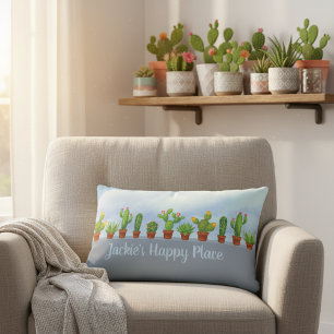 Happy Place Personalisiert Cactus Lover's Decorati Lendenkissen