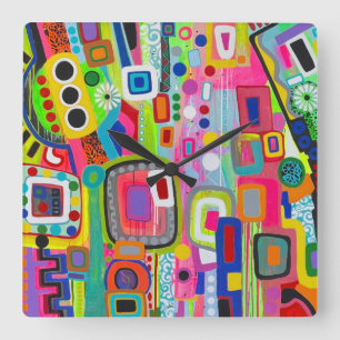 Happy Place Wall Clock Quadratische Wanduhr