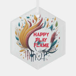Happy Play Flame Design Ornament Aus Glas