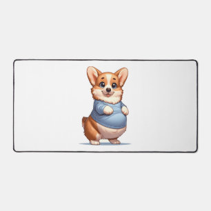 Happy Playful Pup Big Bly Corgi lächelt T-Shirt lu Schreibtischunterlage