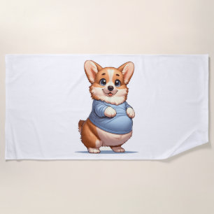 Happy Playful Pup Big Bly Corgi lächelt T-Shirt lu Strandtuch
