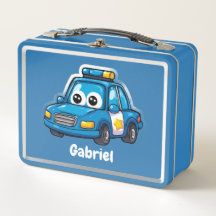 Happy Police Car, Boys, Personalized Blue