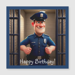 Happy Policeman Birthday Magnetkarte