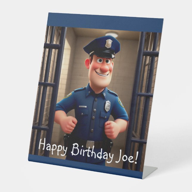 Happy Policeman Sockelschild (Vorderseite)