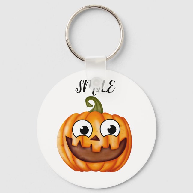 Happy Polka dots Kürbiskürbis Erntedank Schlüsselanhänger (Vorderseite)