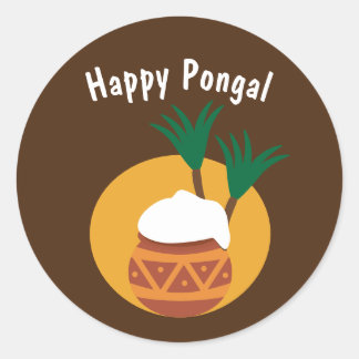 Happy pongal Tamil neues Jahr Runder Aufkleber