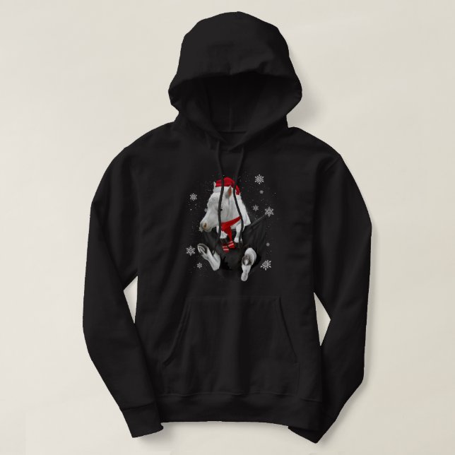 Happy Pony White Horse at Pocket Christmas Santa H Hoodie (Design vorne)